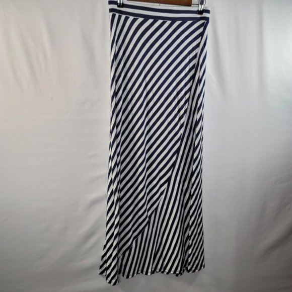 4/$25 Cato Navy Blue Striped Straight Maxi Skirt Size Small - Picture 7 of 16